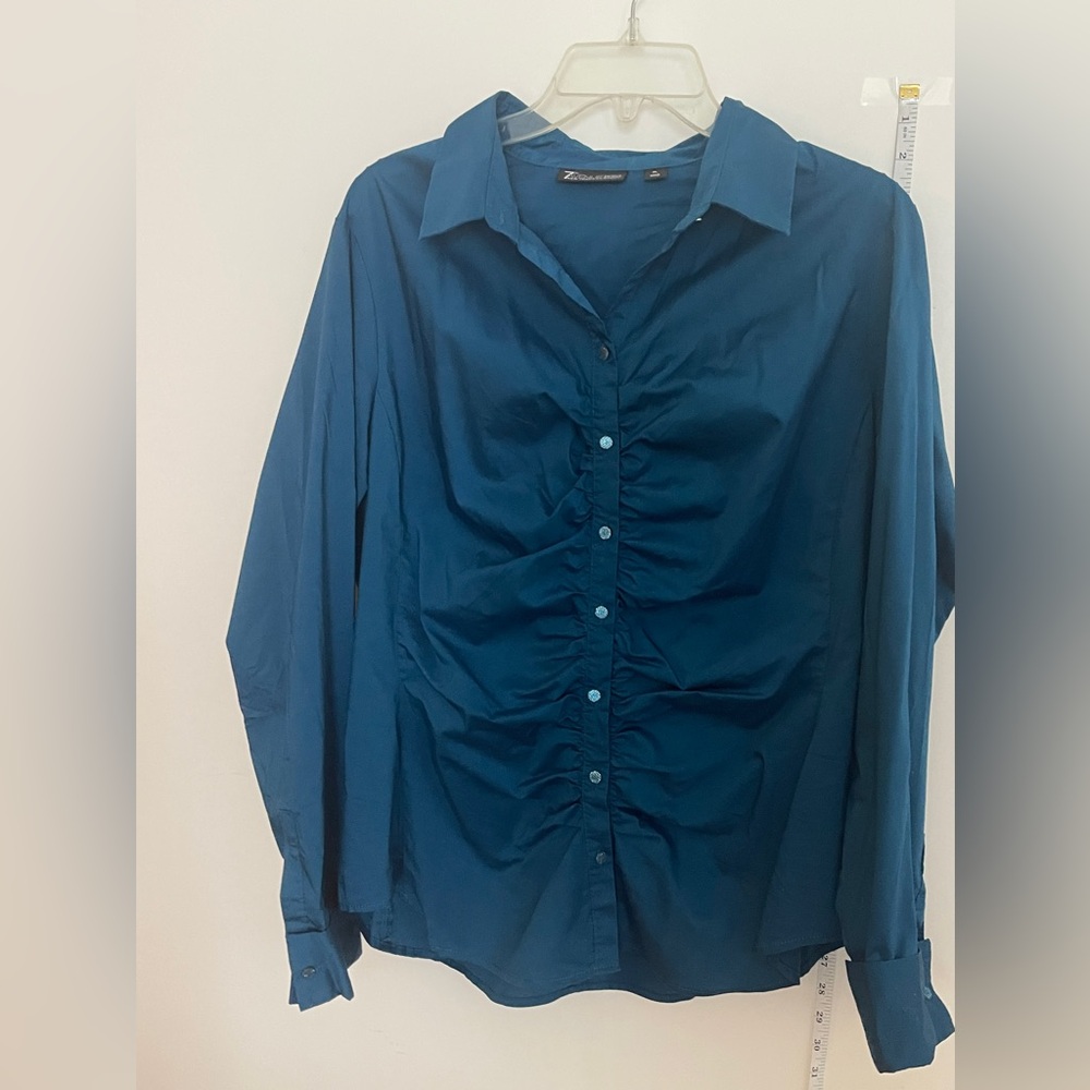 7th Avenue blue blouse button up